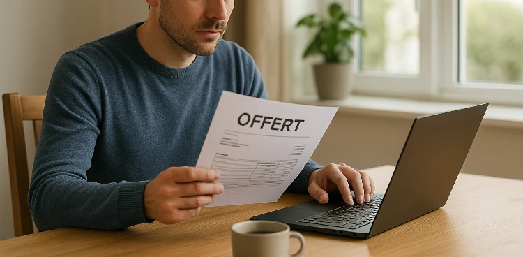 tittar på en offert över värmepump inklusive installation