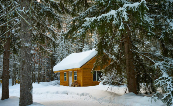 Stuga i skogen, vinter